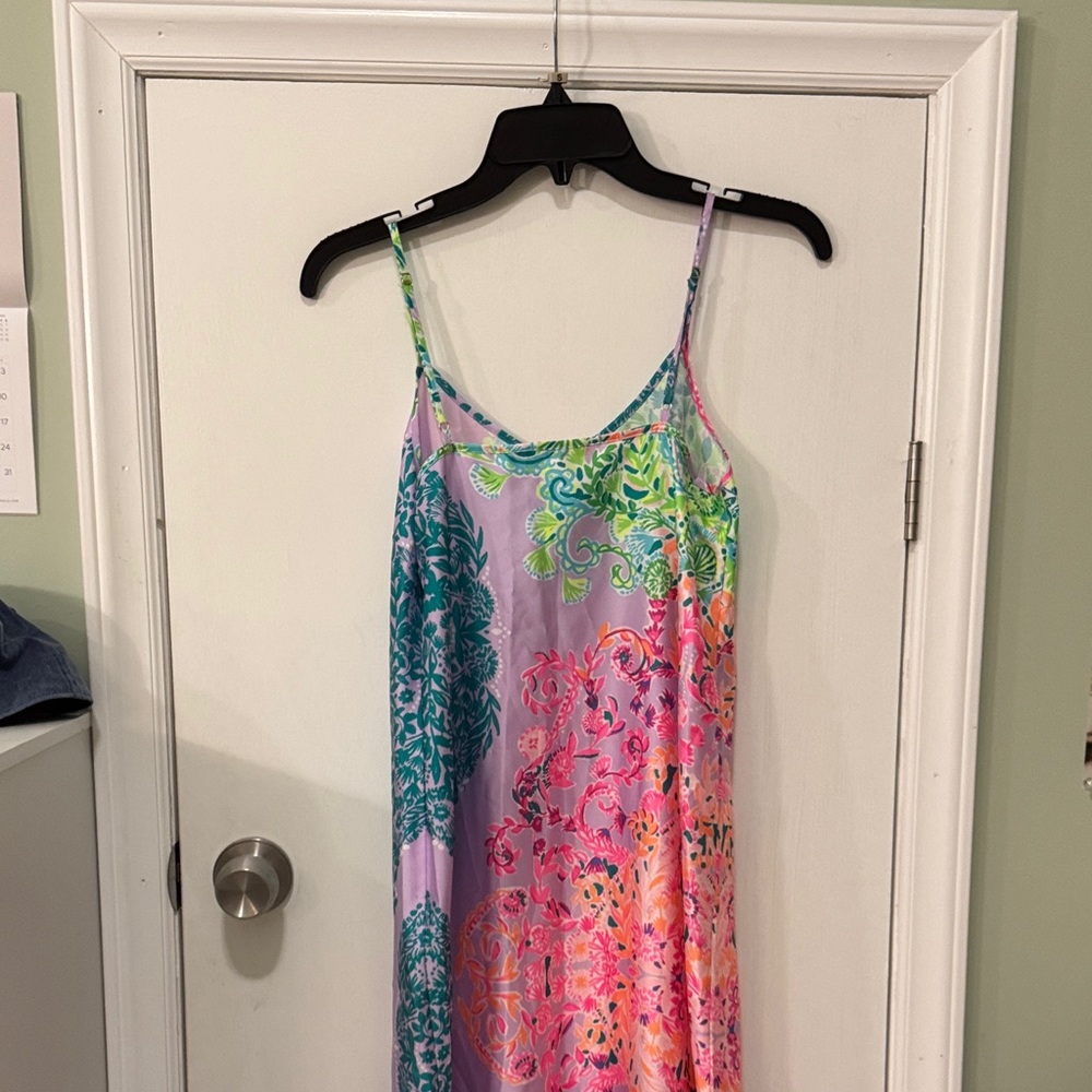 Lilly Pulitzer Bellalyn Satin Midi/Maxi Slip Dress in Sunshine Vibes Engineered - Picture 13 of 14